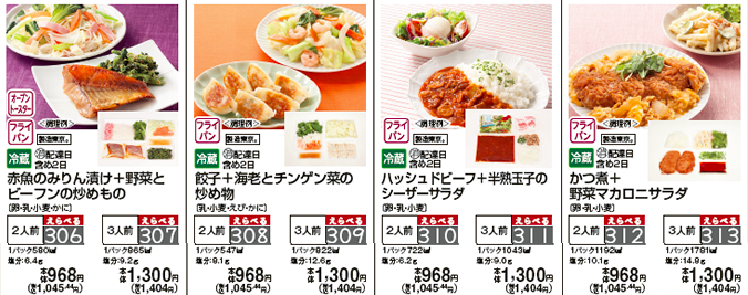 コープデリのミールキット主菜と副菜の価格とメニューの紹介4品